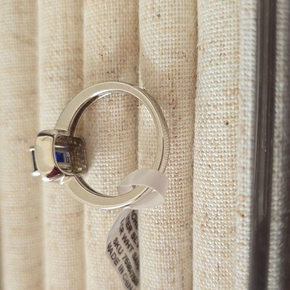 KOHL'S BRAND STERLING SILVER BLUE & WHITE LAB CREATED SAPPHIRE RING SIZE 7 - Picture 7 of 16